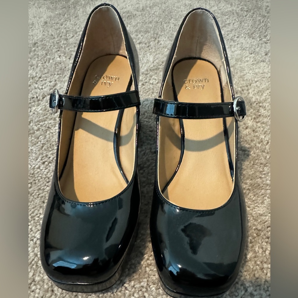Black Glossy Mary Jane Block Heels “Brand New” Sz 6.5